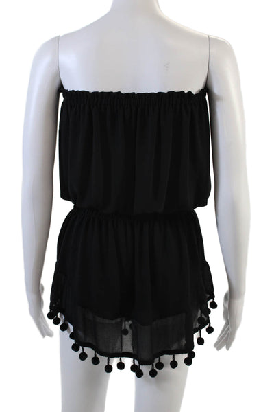 Ramy Brook Womens Pom Pom Strapless A Line Dress Black Size Extra Small