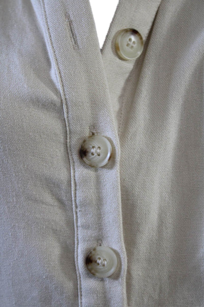 BLANKNYC Womens Linen Pleated Front Belted Jumpsuit Beige Size Extra Small