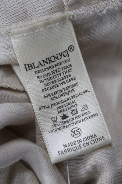 BLANKNYC Womens Linen Pleated Front Belted Jumpsuit Beige Size Extra Small