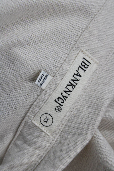 BLANKNYC Womens Linen Pleated Front Belted Jumpsuit Beige Size Extra Small