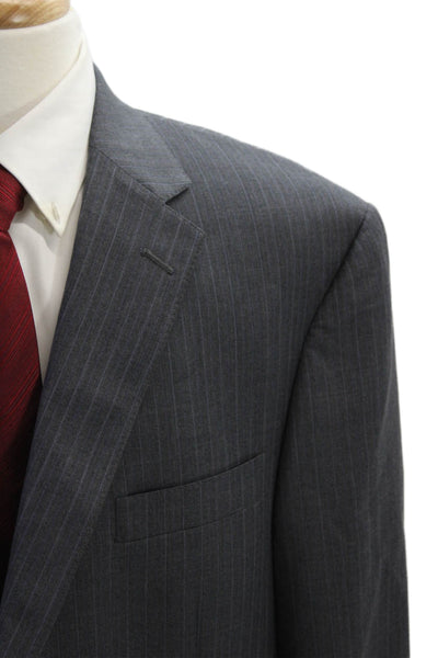 Hart Schaffner Marx Mens Pinstriped Blazer Jacket Gray Wool Size 50 Long