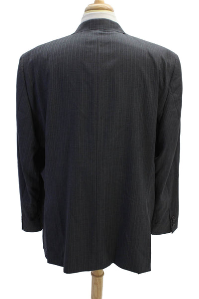 Hart Schaffner Marx Mens Pinstriped Blazer Jacket Gray Wool Size 50 Long