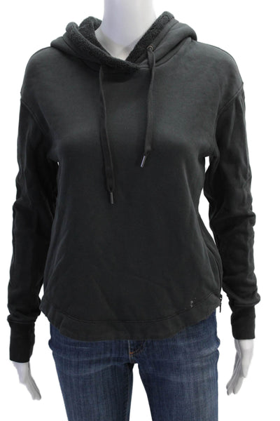 James Perse Womens Zip Hem Long Sleeve Drawstring Hoodie Gray Size 0