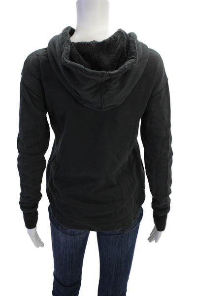James Perse Womens Zip Hem Long Sleeve Drawstring Hoodie Gray Size 0