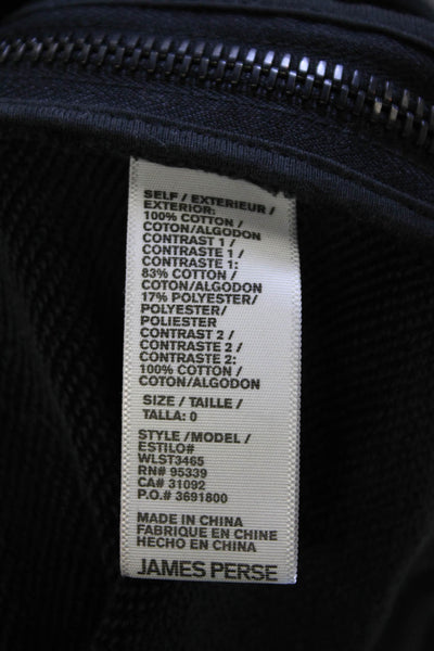 James Perse Womens Zip Hem Long Sleeve Drawstring Hoodie Gray Size 0