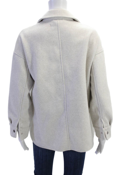 Zara Womens Fleece Button Down Long Sleeves Shirt White Beige Size Extra Small