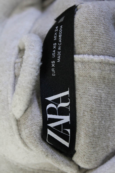 Zara Womens Fleece Button Down Long Sleeves Shirt White Beige Size Extra Small