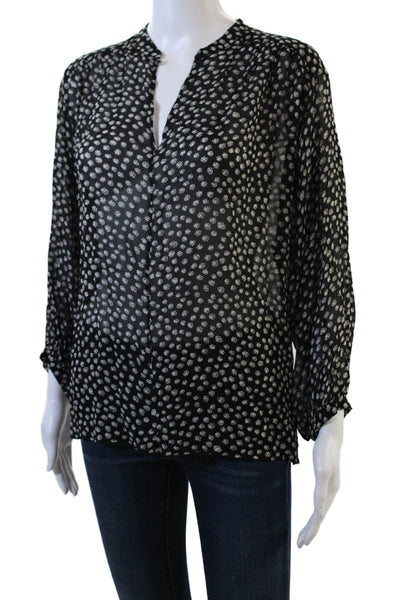 Gerard Darel Womens Sheer Floral Printed 3/4 Sleeve Blouse Black Size 38