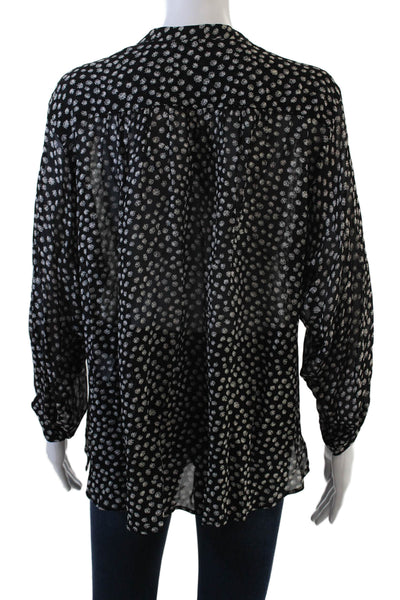 Gerard Darel Womens Sheer Floral Printed 3/4 Sleeve Blouse Black Size 38