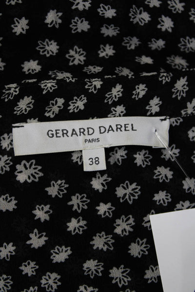 Gerard Darel Womens Sheer Floral Printed 3/4 Sleeve Blouse Black Size 38