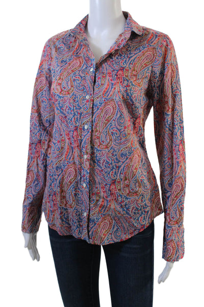 Liberty Art Fabrics For J Crew Womens Cotton Paisley Print Blouse Red Size 2