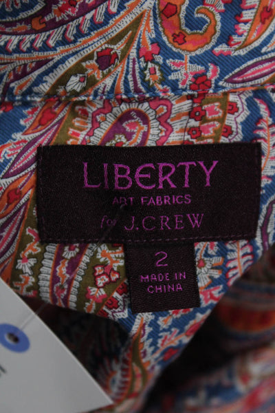Liberty Art Fabrics For J Crew Womens Cotton Paisley Print Blouse Red Size 2
