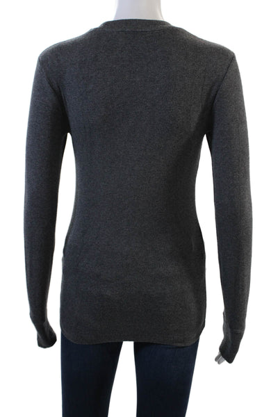 Polo Ralph Lauren Women's Round Neck Long Sleeves Fitted T-Shirt Gray Size S