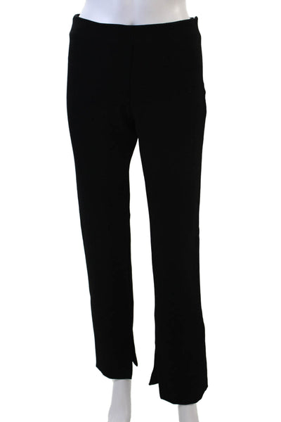 Zara Womens High Rise Pull On Ankle Slit Straight Leg Trousers Black Size XS