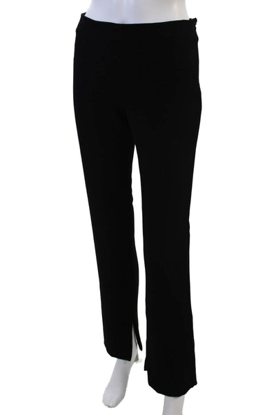 Zara Womens High Rise Pull On Ankle Slit Straight Leg Trousers Black Size XS