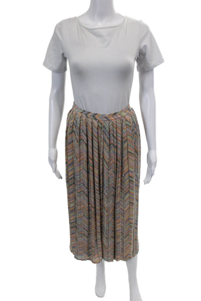 Parker Women's Hook Closure Lined Beaded Fare Multicolor Midi Skirt Size M
