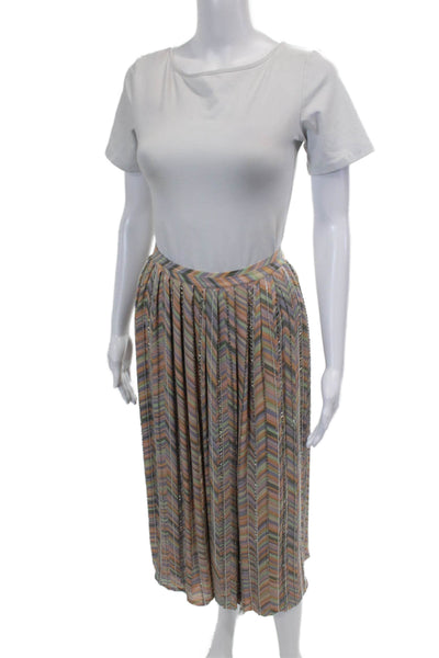 Parker Women's Hook Closure Lined Beaded Fare Multicolor Midi Skirt Size M