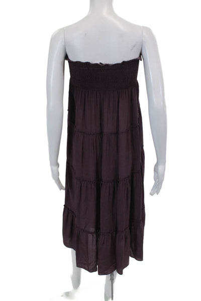 Calypso Saint Barth Women's Smocked Square Neck Tiered Midi Dress Purple Size XS