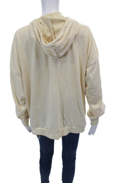 Elie Tahari Sport Womens Full Zipper Long Sleeves Hoodie Beige Cotton Size 1X