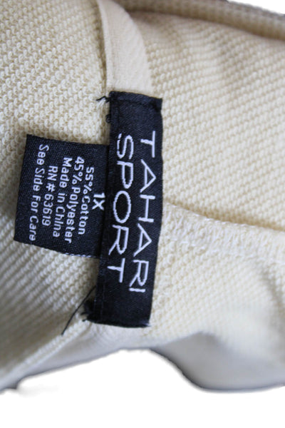 Elie Tahari Sport Womens Full Zipper Long Sleeves Hoodie Beige Cotton Size 1X