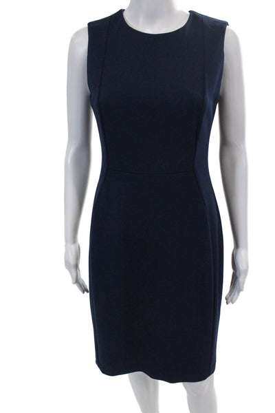 Calvin Klein Womens Sleeveless Zippered Knee Length Pencil Dress Blue Size 4