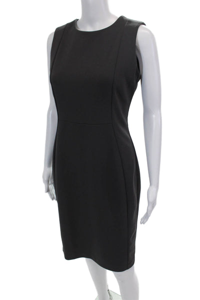 Calvin Klein Womens Sleeveless Zippered Pencil Knee Length Dress Gray Size 4