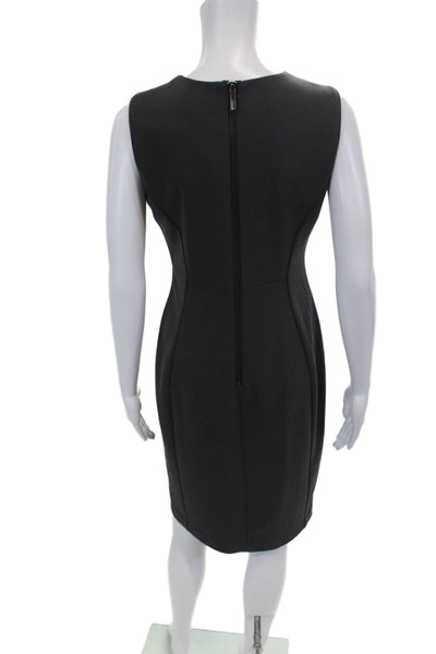 Calvin Klein Womens Sleeveless Zippered Pencil Knee Length Dress Gray Size 4