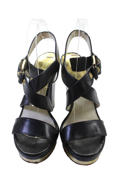 Michael Michael Kors Womens Ankle Strap Platform Ultra High Heels Black Size 7