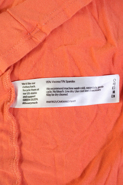 Eileen Fisher Women's Short Sleeves Round Neck Mini T-Shirt Dress Orange Size M