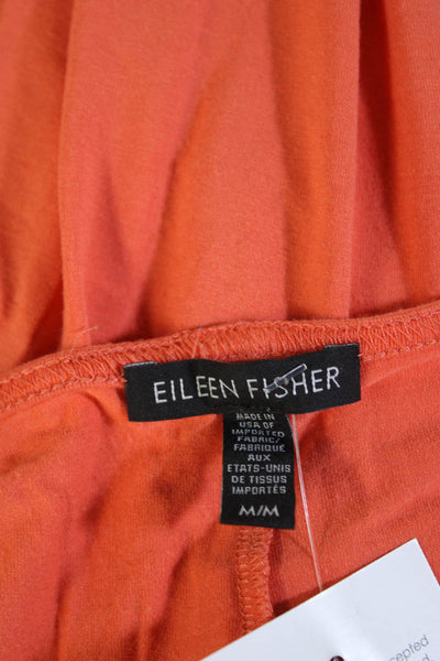 Eileen Fisher Women's Short Sleeves Round Neck Mini T-Shirt Dress Orange Size M