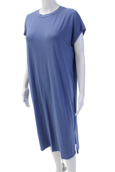 Eileen Fisher Women's Short Sleeveless Round Neck Midi T-Shirt Dress Blue Size S