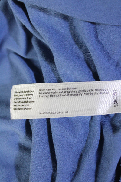 Eileen Fisher Women's Short Sleeveless Round Neck Midi T-Shirt Dress Blue Size S