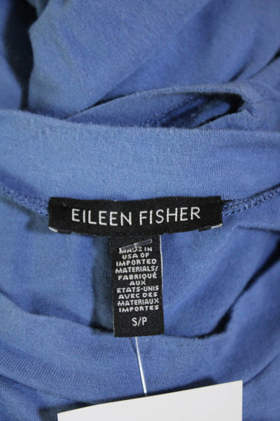 Eileen Fisher Women's Short Sleeveless Round Neck Midi T-Shirt Dress Blue Size S