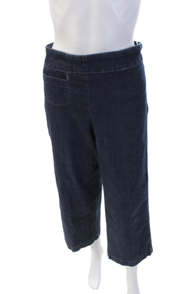 Eileen Fisher Women's Zip Closure Flat Front Wide Leg Ankle Pants Blue Size M