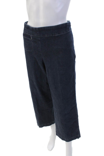Eileen Fisher Women's Zip Closure Flat Front Wide Leg Ankle Pants Blue Size M