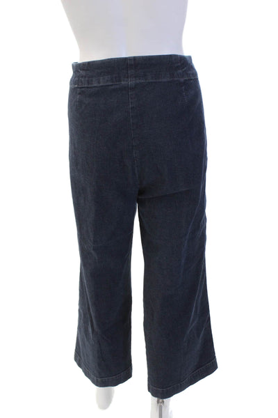 Eileen Fisher Women's Zip Closure Flat Front Wide Leg Ankle Pants Blue Size M