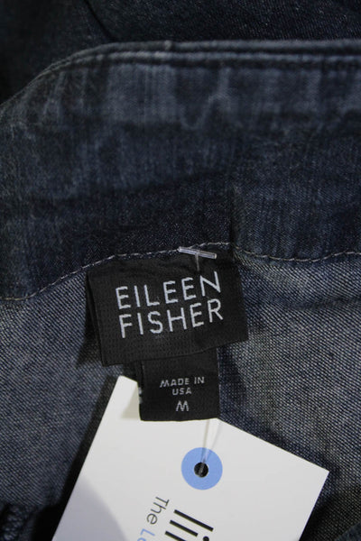 Eileen Fisher Women's Zip Closure Flat Front Wide Leg Ankle Pants Blue Size M