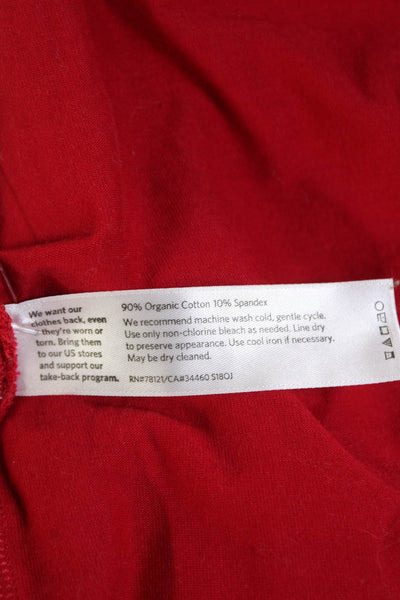 Eileen Fisher Women's Slit Hem Short Sleeves Basic Tunic T-Shirt Red Size S