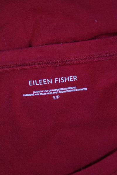 Eileen Fisher Women's Slit Hem Short Sleeves Basic Tunic T-Shirt Red Size S