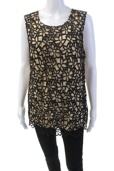 Neiman Marcus For Target Lela Rose Women's Sleeveless Lace Tank Top Black Size L