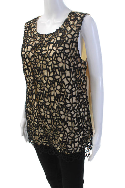 Neiman Marcus For Target Lela Rose Women's Sleeveless Lace Tank Top Black Size L