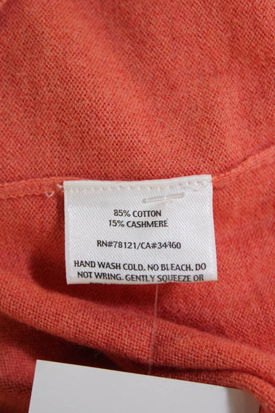 Eileen Fisher Women's V-Neck Short Sleeves Button Up Cardigan Orange Size M