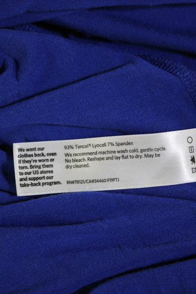 Eileen Fisher Women's Round Neck Short Sleeves Slit Hem T-Shirt Blue Size M