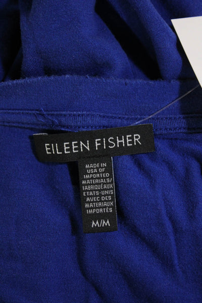 Eileen Fisher Women's Round Neck Short Sleeves Slit Hem T-Shirt Blue Size M