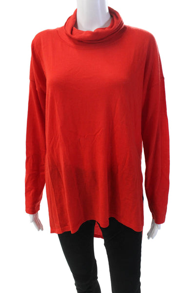 Eileen Fisher Women's Turtleneck Long Sleeves Hi-Lo Hem Sweater Red Size S/P