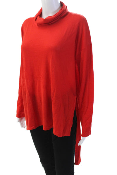 Eileen Fisher Women's Turtleneck Long Sleeves Hi-Lo Hem Sweater Red Size S/P