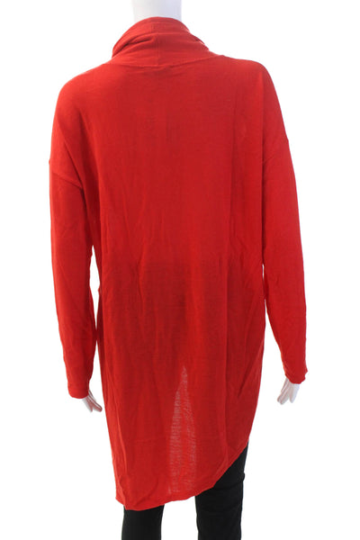 Eileen Fisher Women's Turtleneck Long Sleeves Hi-Lo Hem Sweater Red Size S/P