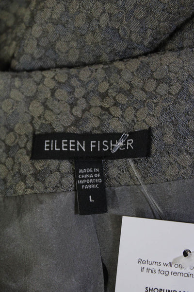 Eileen Fisher Women's Short Sleeves Open Front Cropped Jacket Gray Size L