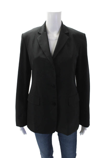 Donna Karan Womens Three Buttoned Long Sleeve Blazer Solid Black Size 6