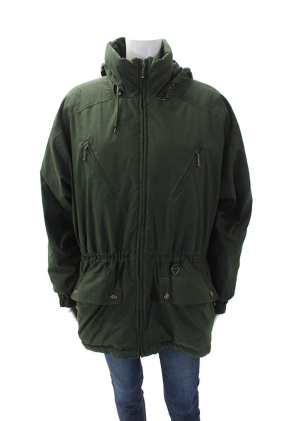 Obermeyer Womens Zippered Pocket Drawstring Waist Parka Jacket Green Size 10